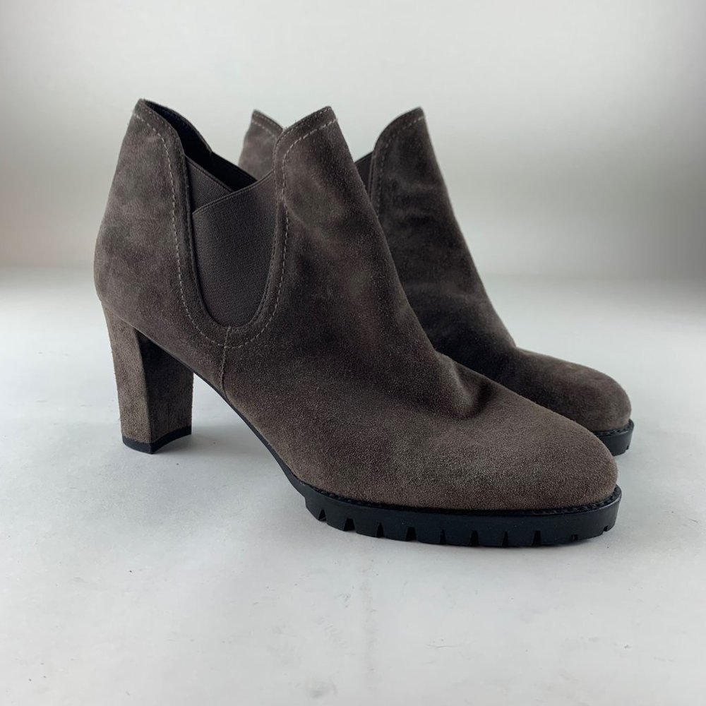 Stuart Weitzman Brown Sueded Leather Lug Sole Ankle Boots 10M